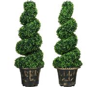 HOMCOM Plantes artificielles, lot de 2, plante artificielle résistante aux UV dans un pot de fleurs, plante d'intérieur 90 cm Buis pour intérieur, extérieur