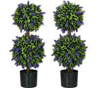 HOMCOM Plantes artificielles, lot de 2, plante artificielle résistante aux UV dans un pot de fleurs, plante d'intérieur de 70 cm avec lavande pour le salon, le jardin