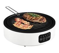 HOMCOM Plaque de cuisson et de gril 2 en 1 vitrocéramique, 2000 W, blanc | 4 niveaux de puissance, affichage LED, bac récupérateur graisse, chauffage infrarouge, tous types de casseroles