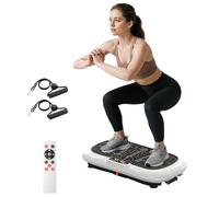 HOMCOM Plaque vibrante avec 2 Bandes de Fitness 73x40x13cm Blanc+Noir