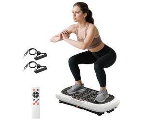HOMCOM Plaque vibrante avec 2 Bandes de Fitness 73x40x13cm Blanc+Noir