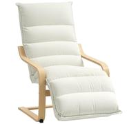 HOMCOM Poang Fauteuil moderne en velours avec repose-pieds réglable Blanc crème