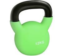 HOMCOM Poids russe de 12 kg en fonte Kettlebell avec revêtement en néoprène Haltères de balle pour entraînement de force dans la salle de sport Maison 20 x 13 x 23 cm Vert