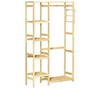 HomCom Penderie porte-manteaux bambou – 5 étagères, tringle et 2 patères – 90 x 30 x 155 cm