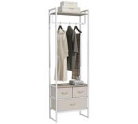 HOMCOM Portant à vêtements Meuble de Rangement Armoire avec 3 tiroirs en tissu, barre à suspendre et étagère pour couloir, chambre, salon 58,5 x 30 x 178 cm Naturel