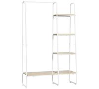 Vestiaire d¿entrée - penderie, 5 étagères - dim. 101L x 39l x 160H cm - acier blanc panneaux aspect bois clair