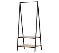 HOMCOM Portant à vêtements penderie style contemporain triangulaire dim. 64L x 43l x 149H cm 2 étagères MDF bois clair acier noir