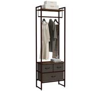 HOMCOM Portant à vêtements, porte-manteau, penderie vêtement avec 3 tiroirs en tissu, étagères de rangement et tringle de suspension, pour entrée, chambre, 58,5 x 30 x 178 cm, marron