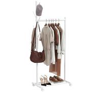 HOMCOM Portant à vêtements, porte-manteau sur roulettes, penderie vêtement avec étagère à chaussures et 5 crochets, cadre en métal, pour entrée, chambre, 68 x 43 x 171 cm, blanc