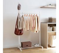 HOMCOM Portant à Vêtements sur Roulettes 5 Crochets Barre pour Suspendre et Tablette Inférieure pour Entrée Chambre à Coucher 86x43x171 cm Blanc