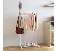 HOMCOM Portant à Vêtements sur Roulettes avec 5 Crochets et Etagère Inférieure pour Chaussures, Blanc