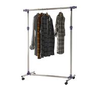 HOMCOM Portant à vêtements tringle réglable à roulettes en acier inox charge max. 25 kg