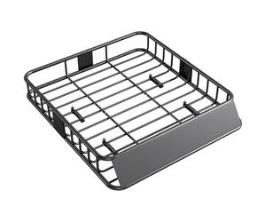 HOMCOM Porte-bagage pour voiture universel, galerie de toit pour voiture en acier 110,5x99,5x18,5cm, charge 90,7kg aérodynamique avec déflecteur d'air, panier de toit pour véhicules tout-terrain, noir