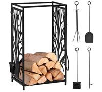 HOMCOM Porte-bûches 46x29x70cm Noir