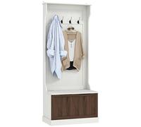 HOMCOM Porte-manteau 3-en-1 entrée 71,5x39,5x170 cm Blanc et Marron