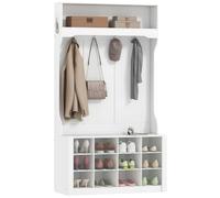 HOMCOM Porte-Manteau 4-en-1 avec Banc d'Entrée 100 x 35 x 172,2 cm Blanc