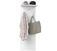 HOMCOM Porte-manteau mural avec étagère, 2 crochets et tringle en aluminium, meuble d'entrée pour chambre, couloir, dimensions 40 x 21,3 x 130 cm, blanc