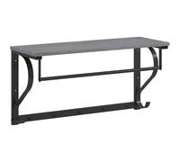 HOMCOM Porte-manteau mural avec étagère, étagère murale, avec 5 crochets et barre, 70 cm, pour couloir, salon, chambre à coucher, salle de bain, gris