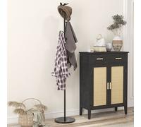 HOMCOM Porte-Manteau sur Pied Autoportant avec 6 Crochets en Disque en Acier et Base en Ardoise, Noir