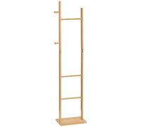 HOMCOM Porte manteau sur pied, portant à vêtements, vestiaire en bois, avec 3 tringles et 2 crochets, porte-manteaux pour entrée, salon, chambre, naturel