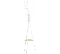 HOMCOM Porte-manteau trépied design contemporain branches étagère + 9 patères dim. 45L x 45l x 180H cm métal blanc