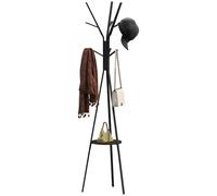 HOMCOM Porte-manteau trépied design contemporain branches étagère + 9 patères dim. 45L x 45l x 180H cm métal noir