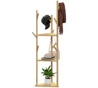 HOMCOM Porte-manteaux à 8 crochets à 3 niveaux pour chapeaux, vêtements, entrée, couloir, 45 x 45 x 170 cm, bambou naturel