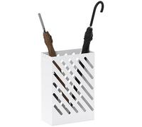 HOMCOM Porte-parapluie design moderne avec bac de récupération, porte-parapluie en acier galvanisé avec 4 crochets pour entrées et couloirs, 28x14x41 cm, blanc