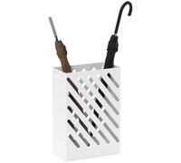 HOMCOM Porte-parapluie en Acier Rectangulaire 28 x 14 x 41 cm Blanc | Support pour Parapluies, 4 Crochets, Bac d'Égouttement Amovible, pour Entrée, Maison, Bureau