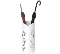 HOMCOM Porte-parapluie Parasol Ancrage Sechoir en acier avec 4 crochets et plateau d'égouttement amovible Blanc pour entrée bureau 17 x 17 x 41 cm