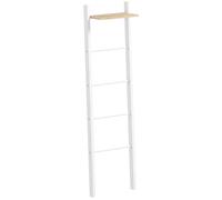 HOMCOM Porte-Serviettes échelle avec étagère 43x20x151 cm Blanc & Chêne