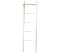 HOMCOM Porte-serviettes échelle avec étagère supérieure et 4 barres Porte-serviettes de salle de bain à appuyer contre le mur 43x20x151 cm Blanc et chêne