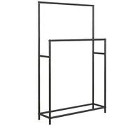 HOMCOM Porte Serviettes sur Pied 2 Niveaux en métal sèche Serviette avec 2 Barres Support pour Serviette pour la Salle de Bain, dim. 66l x 20P x 110H cm, Noir