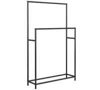 HOMCOM Porte Serviettes sur Pied 2 Niveaux Métal 66l x 20P x 110H cm Noir | Sèche Serviette, avec 2 Barres, pour la Salle de Bain
