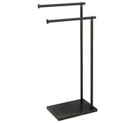 HomCom Porte-serviettes sur pied en acier 2 barres - 35,5 x 20 x 78 cm - Noir