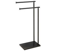 HomCom Porte-serviettes sur pied en acier 2 barres - 35,5 x 20 x 78 cm - Noir