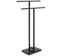 HomCom Porte-serviettes sur pied 2 niveaux, métal 50 x 18,5 x 85 cm Noir