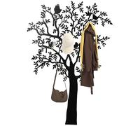 HOMCOM Porte-Vêtements avec 8 Crochets, Motif 4 Oiseaux, Noir
