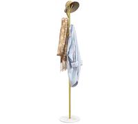 HOMCOM Portemanteau portant à vêtements, 8 patères, base ronde en marbre, meuble d'entrée pour chapeaux, vêtements, Ø 32 x 164 cm, doré