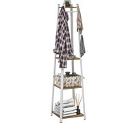 HOMCOM Portemanteau, porte-manteau avec 8 crochets, 4 niveaux, porte-vestes en acier pour vêtements, chapeaux, entrée, couloir, 42 x 42 x 170 cm, blanc