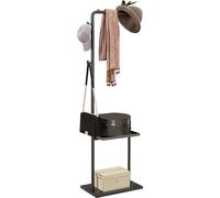 HOMCOM Portemanteau, Porte-manteau avec crochets Plateau Porte-manteau pour vêtements, chapeaux, pour couloir, entrée, 45 x 28 x 148 cm, noir