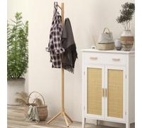 HOMCOM Portemanteau sur pied en bois, portant à vêtements, 8 patères, vestiaire, 40 x 40 x 165 cm, meuble d'entrée pour vêtements, chapeaux, entrée, naturel Description:Ce magnifique porte-manteau en