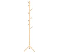HOMCOM Portemanteau sur pied en bois, portant à vêtements, 8 patères, vestiaire, 40 x 40 x 165 cm, meuble d'entrée pour vêtements, chapeaux, entrée, naturel
