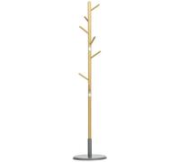 HOMCOM Porte manteau sur pied meuble d'entrée style nordique portant à vêtements en bambou avec 8 patères naturel