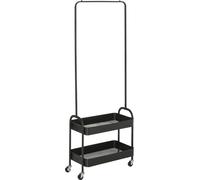 HOMCOM Portemanteau sur roulettes, portemanteau avec tringle à vêtements, porte-chaussures, portemanteau indépendant en acier, pour le salon, la chambre à coucher, supporte jusqu'à 16 kg, noir