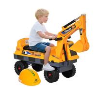 Porteur enfant tractopelle pelleteuse articulée avec pince jaune