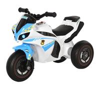 HOMCOM Porteur Enfants Moto de Course Effets musicaux et Lumineux Coffre Rangement Bleu Blanc