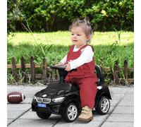HOMCOM Porteur enfants voiture, véhicule à pousser avec coffre à jouets, klaxon, phares et musique, 63,5 x 28 x 36 cm, noir