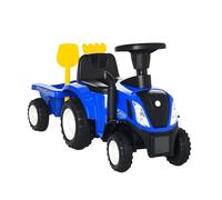 HOMCOM Porteur Tracteur Enfants avec Coffre Amovible, râteau et Pelle, Voiture Enfants avec lumière LED, klaxon et Volant, Charge 25 kg, pour 1-3 Ans, Bleu