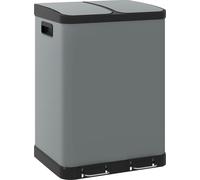 HOMCOM Poubelle 2 x 30L Poubelle à pédale Poubelle cosmétique avec couvercle et pédale, poubelle avec seau intérieur, pour salon, bureau, métal, 48,8 x 39,5 x 67 cm